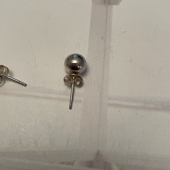 Classic Sterling Silver Ball Stud Earrings - Picture 3 of 4